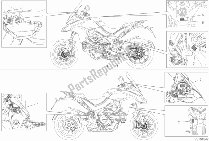 All parts for the Label, Warning of the Ducati Multistrada 1260 S ABS 2018